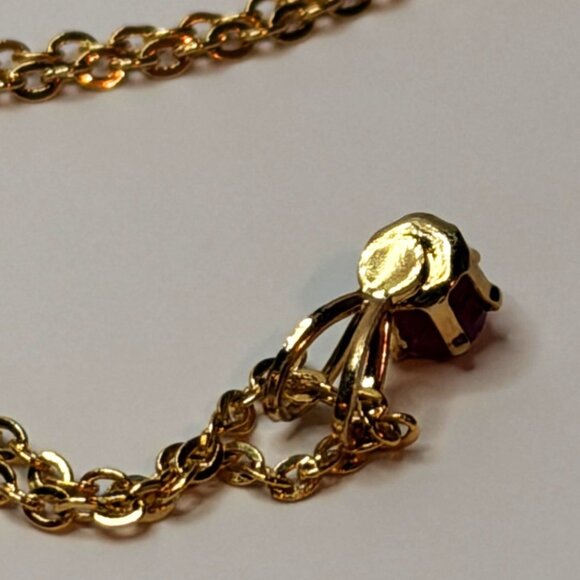 Vintage Ronte Beverly Hills Genuine Ruby Pendant Necklace 18” Gold Tone Chain - Picture 6 of 7